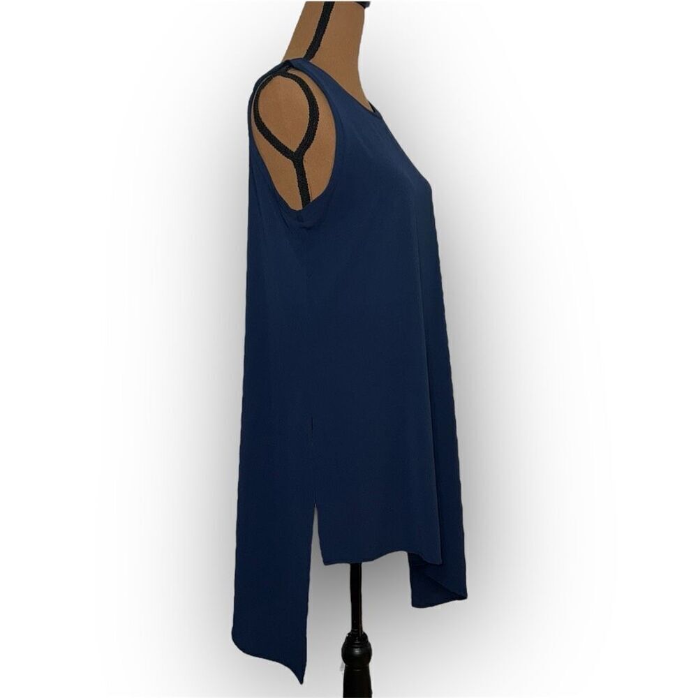 Spense Asymmetrical Navy Blue Sleeveless Tunic Tank Top Blouse, Women’s Medium